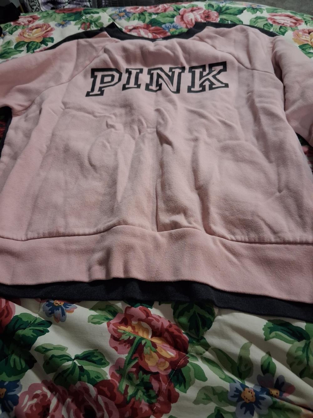 Victoria's Secret PINK Light Pink and Black Pullover Sweatshirt